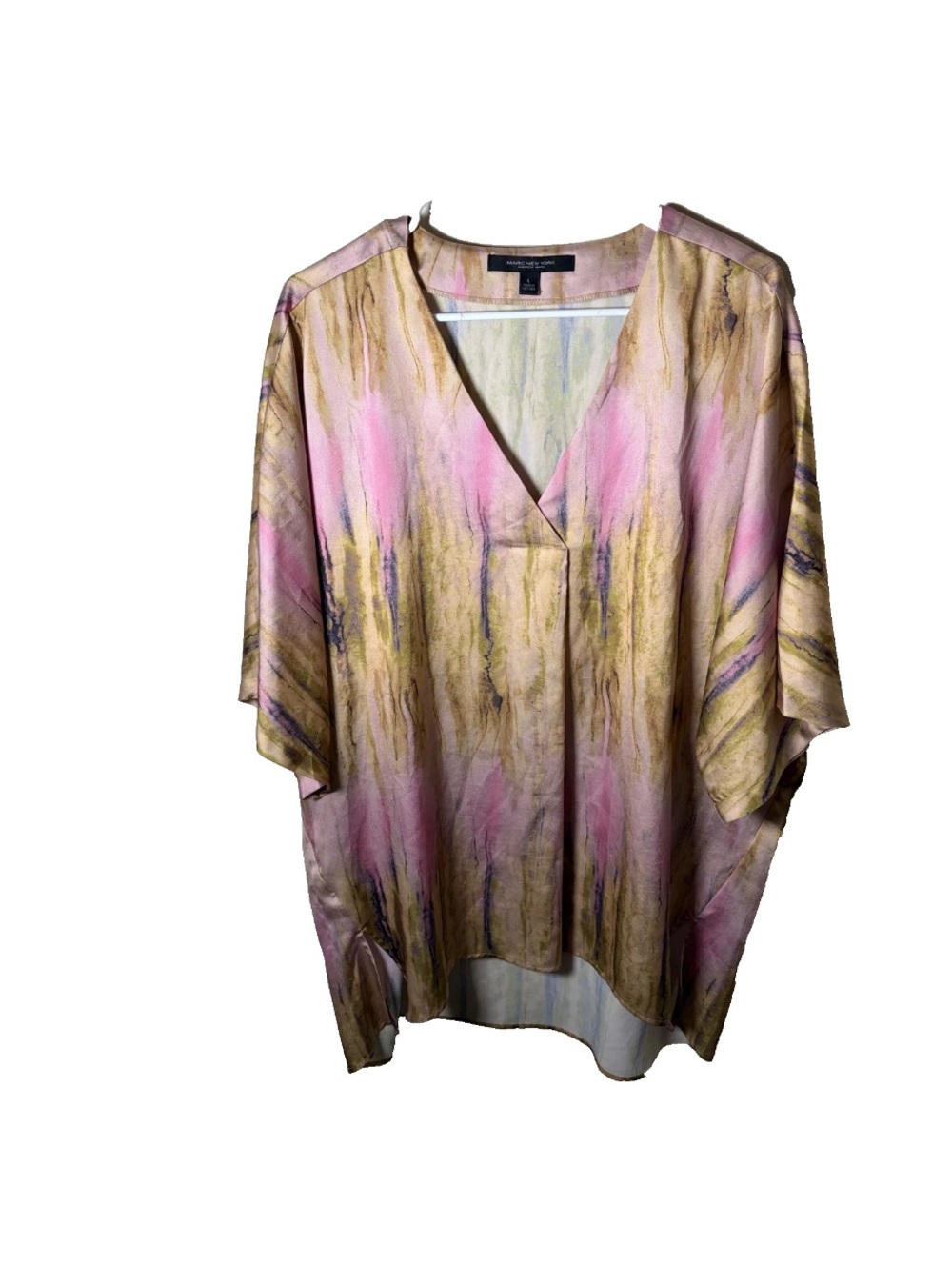 Flowy V-Neck Tunic in Pink and Gold Wash